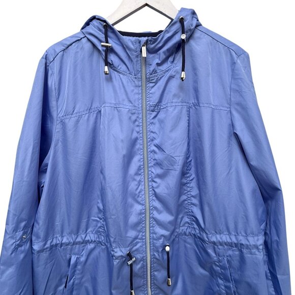 Susan Graver Windbreaker Jacket Plus Size 1X Purple Light Anorak Packable Hooded - Picture 2 of 11